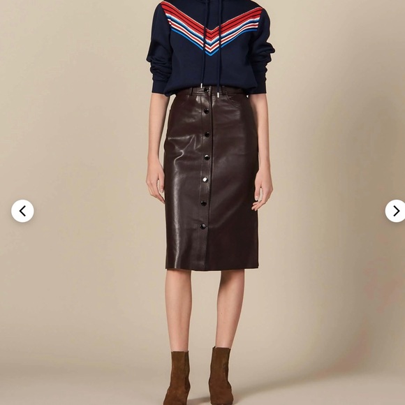 Sandro MIDI Leather Skirt - Picture 4 of 5